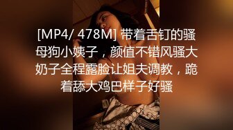 [MP4/ 478M] 带着舌钉的骚母狗小姨子，颜值不错风骚大奶子全程露脸让姐夫调教，跪着舔大鸡巴样子好骚